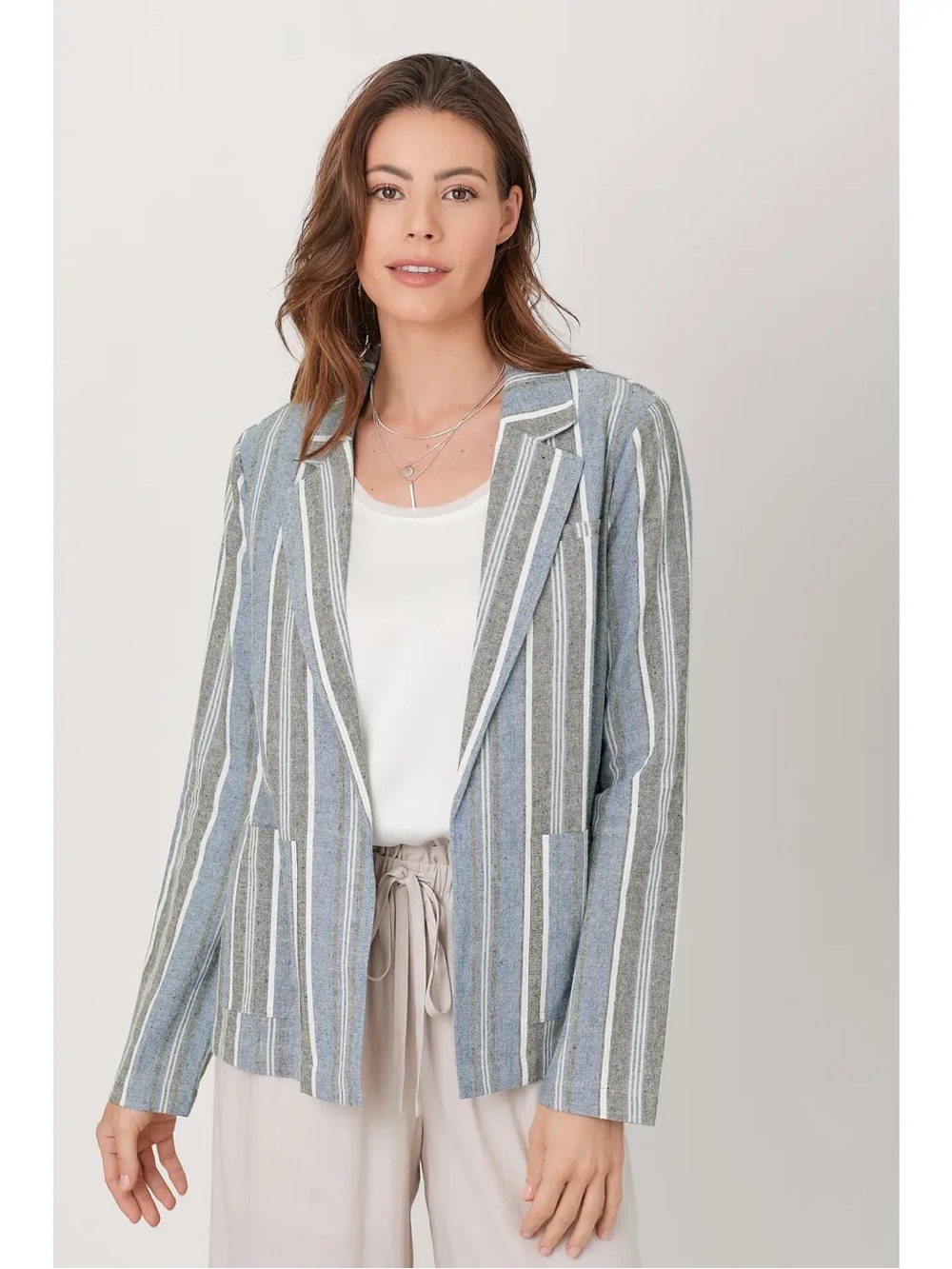 (628) Linen Open Blazer - NWT